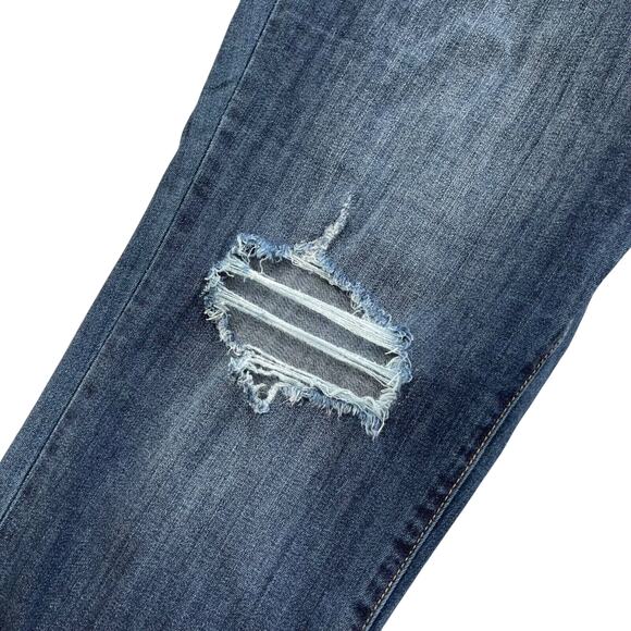 Lane Bryant Jeans 18 Dark Wash Distressed Leopard Patch Skinny Inseam 29" - Picture 4 of 11